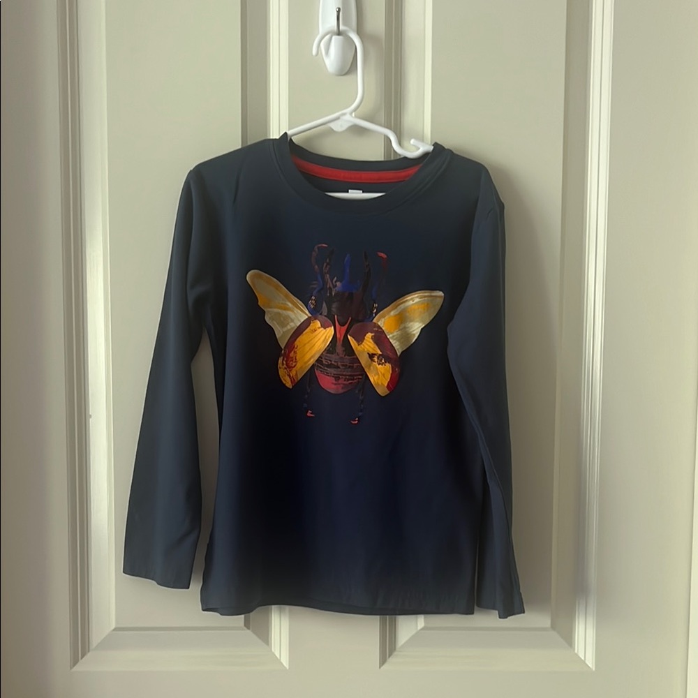 Tea Collection Dark Blue Long Sleeve Tee with Colorful Beetle